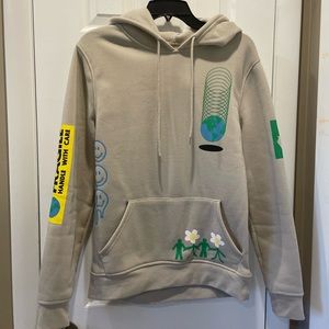 earth day tan hoodie sweatshirt size small